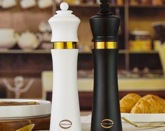 King Queen Chess Piece Salt Pepper Grinders, Acacia Wood Pepper Mill Set