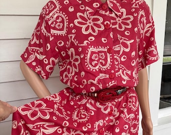 90s Floral Dress Vintage Retro Casual Summer Rayon Styleworks 12