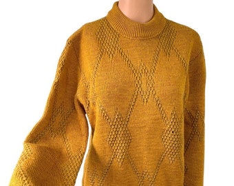 Vintage 60s Mustard Sweater Manhattan M Wool Midcentury