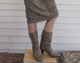 taupe leather booties