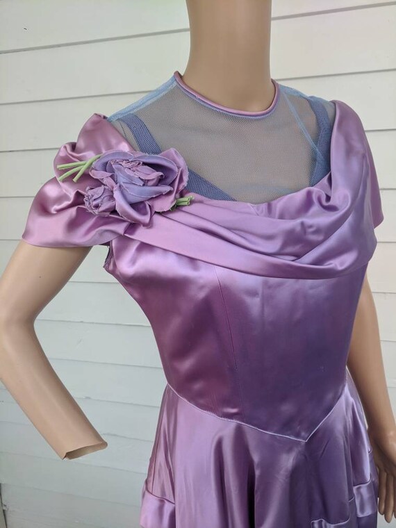30s 40s Satin Formal Gown Party Prom Dress Vintage
