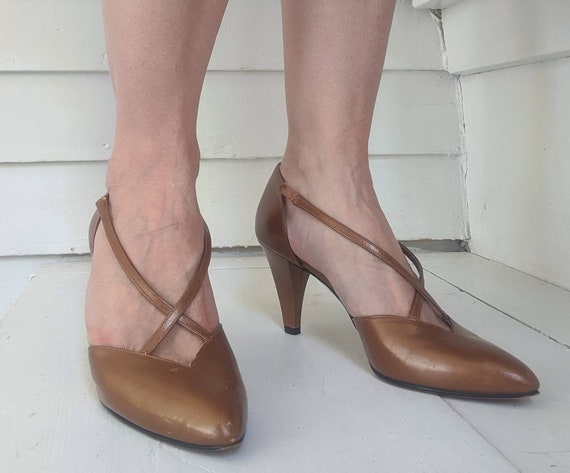 80s Gold Heels Leather Italy Amalfi High Heels Sh… - image 6