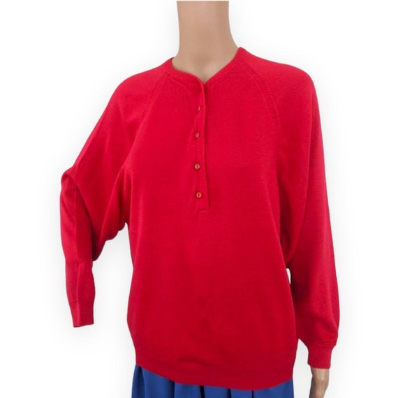 Red Sweater Vintage Nan Dorsey L Acrylic - image 1