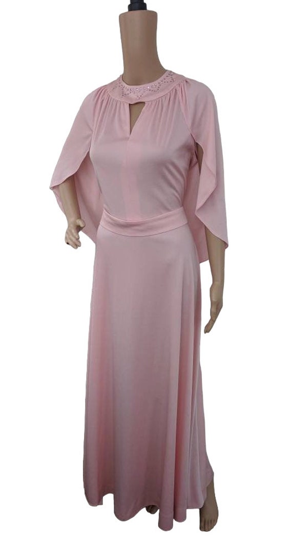 70s Cape Dress Pink Formal Maxi Vintage Miss Rube… - image 5