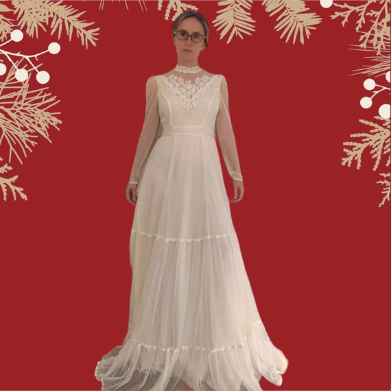 Gunne Sax Wedding Dress Ivory Lace Gown Bridal Victor… - Gem