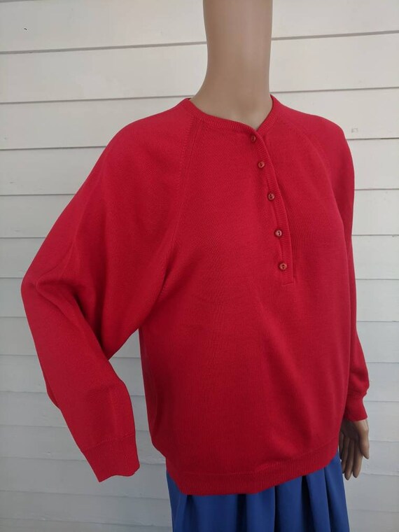 Red Sweater Vintage Nan Dorsey L Acrylic - image 2