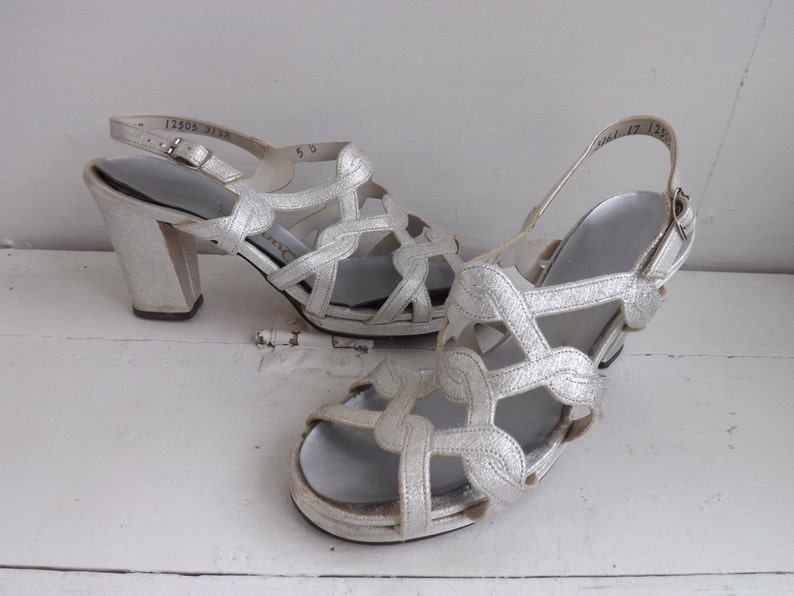 silver disco heels