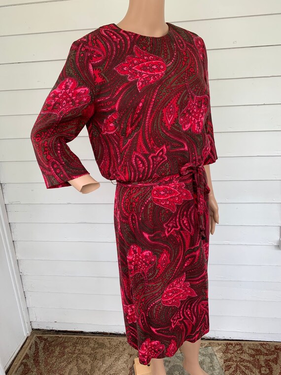 60s Red Print Dress Vintage M Henry Rosenfeld AS … - image 4