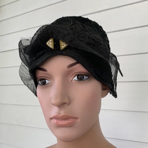 Antique Cloche Hat 20s Soutache Vintage 1920s Black