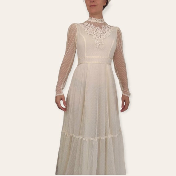 Gunne Sax Wedding Dress Ivory Lace Gown Bridal Vi… - image 3
