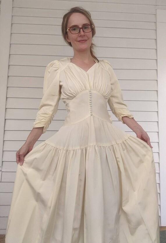 30s 40s Wedding Dress Bridal Gown Ivory XS Formal