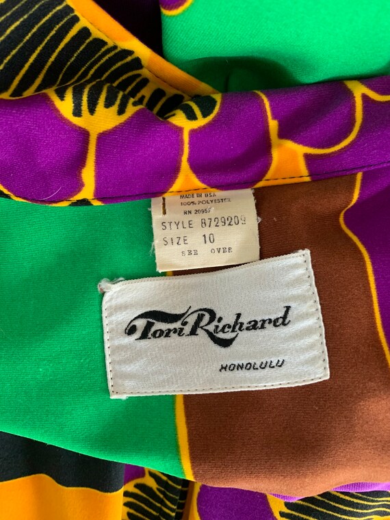 70s Vintage Tori Richard Pop Floral Maxi Dress Ha… - image 2