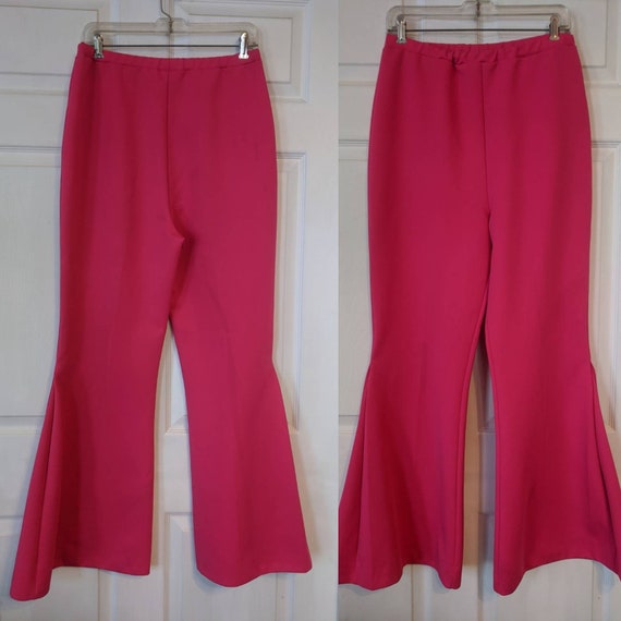 70s Pink Bellbottom Pants Retro Bell Flare Vintag… - image 2