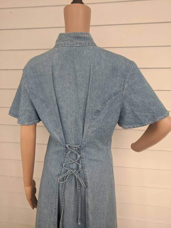 80s Denim Choker Dress Country Western Cutout Max… - image 8