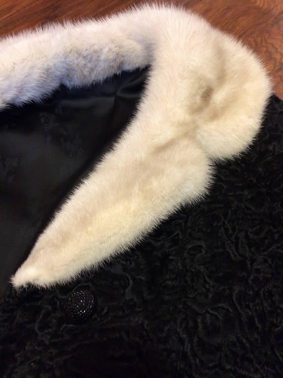 Vintage Fur Collar Faux Persian Lamb Coat Winter … - image 4