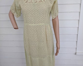 20s Antique Dress 1920s Sheer Green XS S Vintage