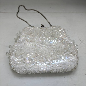 Vintage Fringe Beaded Purse Bag Party 60s Wedding Bridal