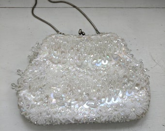 Vintage Fringe Beaded Purse Bag Party 60s Wedding Bridal