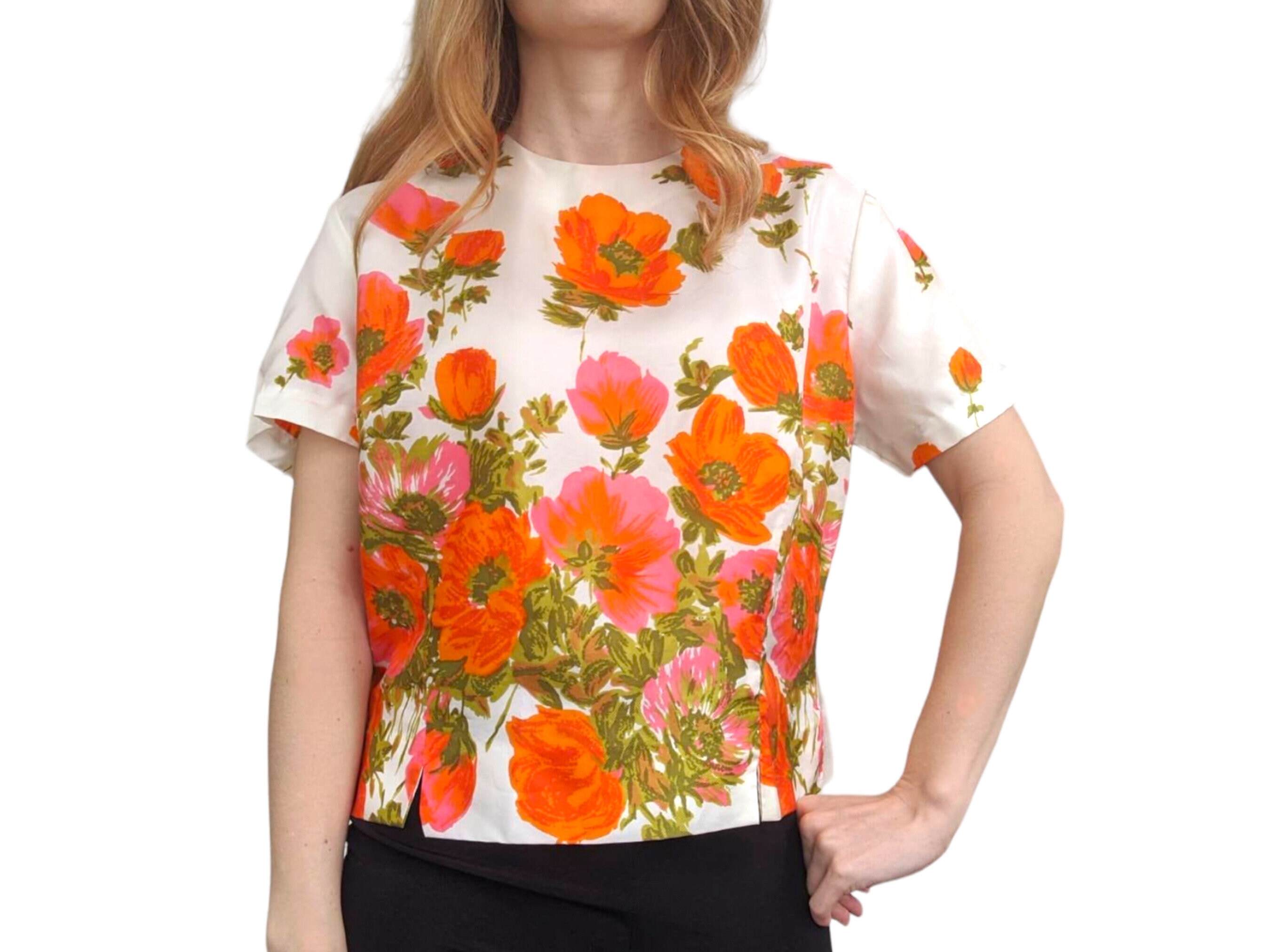 【未使用】Garden Floral-print Ribbon Blouse bfb70314-ae21-4227-8ece-