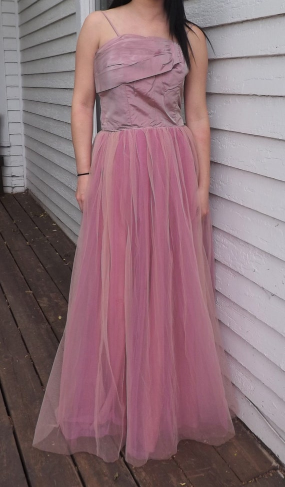 40s Pink Formal Gown Iridescent 1940s Party Prom … - image 4