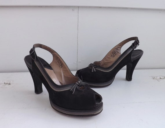 40s Palter Deliso Platform Shoes Peeptoe Slingback Heels | Etsy