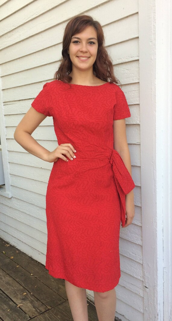 60s Red Cocktail Dress Vintage Henry Lee S M