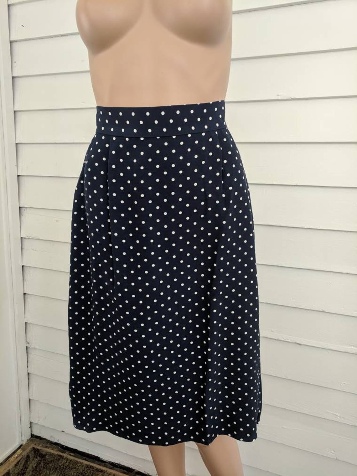 Dark Blue Polka Dot Pencil Skirt Navy Spring Vintage 80s XS S | Etsy