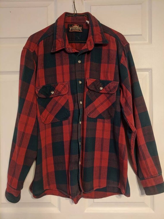 80s Red Plaid Flannel Shirt Greatland Vintage M L - Etsy