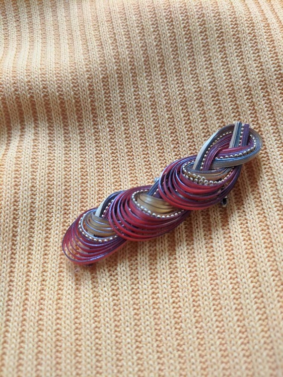 Vintage Woven Natural Reed Straw Pin Red Autumn - image 8