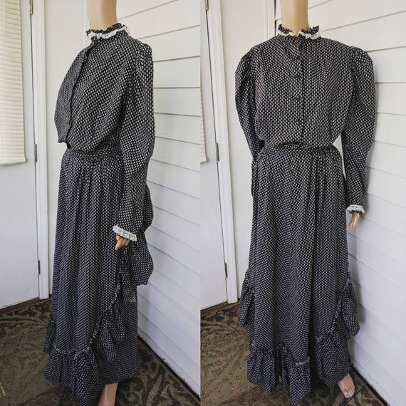 Black Victorian Style Dress Prairie Western Skirt