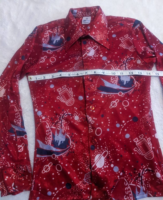 70s Boys Sci Fi Shirt Outer Space Robot Planets R… - image 2