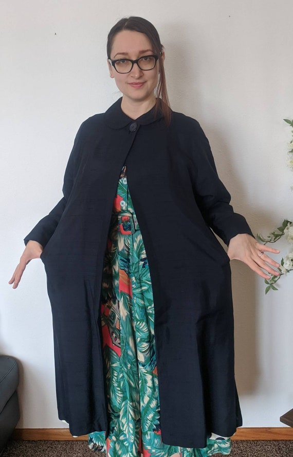 Dark Blue Polka Dot Lined Jacket Lightweight Coat… - image 7