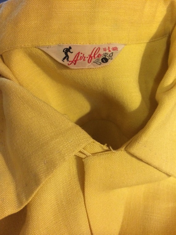 50s Yellow Bowling Shirt Air Flo Mens Short Sleev… - image 8