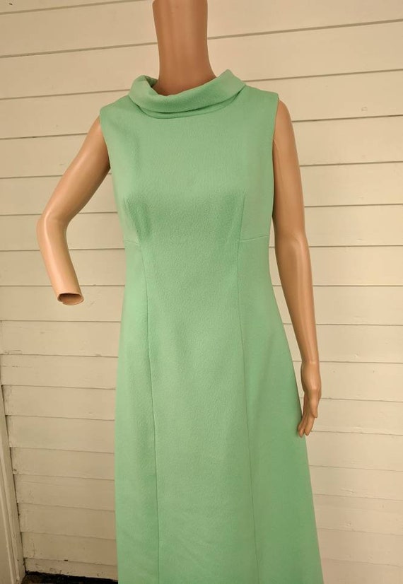 60s Mod Gown Seafoam Mint Green Pastel Dress Vint… - image 8