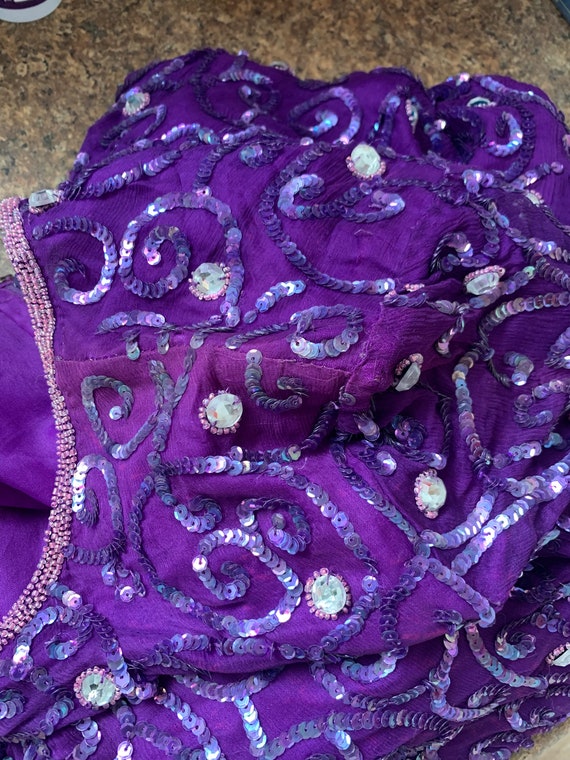 80s Purple Sequin Beaded Dress Cocktail Party For… - image 10