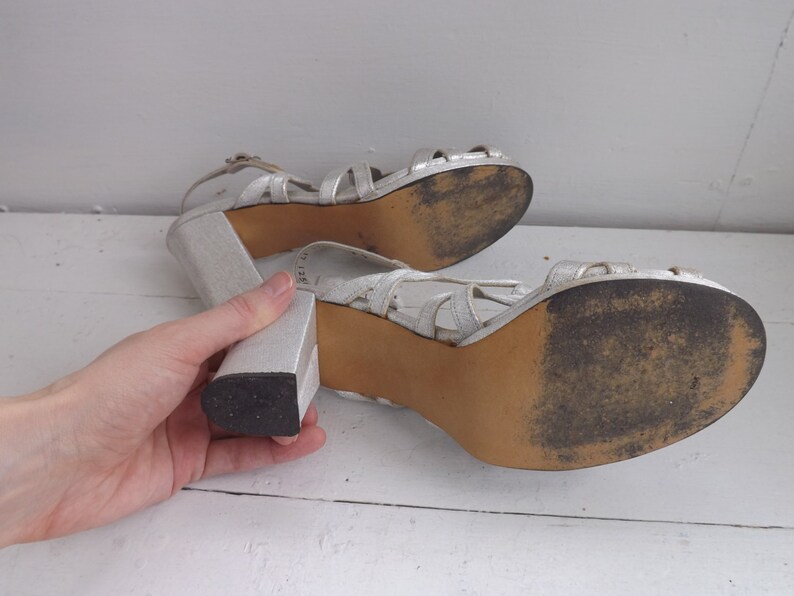 silver disco heels