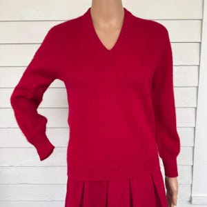 Vintage 50s Red Mohair Blend Sweater Shagbrook Bobbie Brooks Jumper M