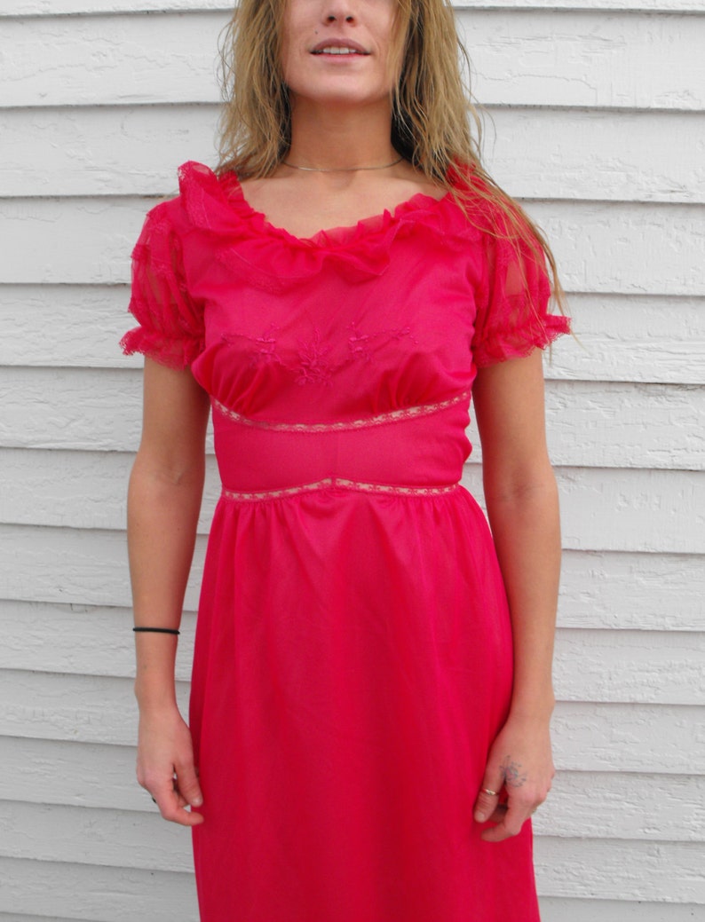 Vintage Movie Star Nightgown Red Gown Lingerie Sheer 32 S XS Etsy