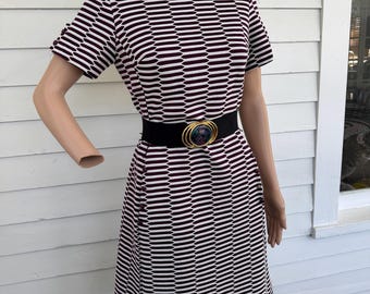 60s Mod Dress Purple Pattern Polyester Vintage S