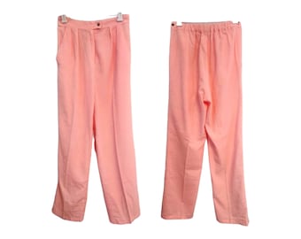 80s Peach Cotton Summer Pants Vintage 26 28 Waist