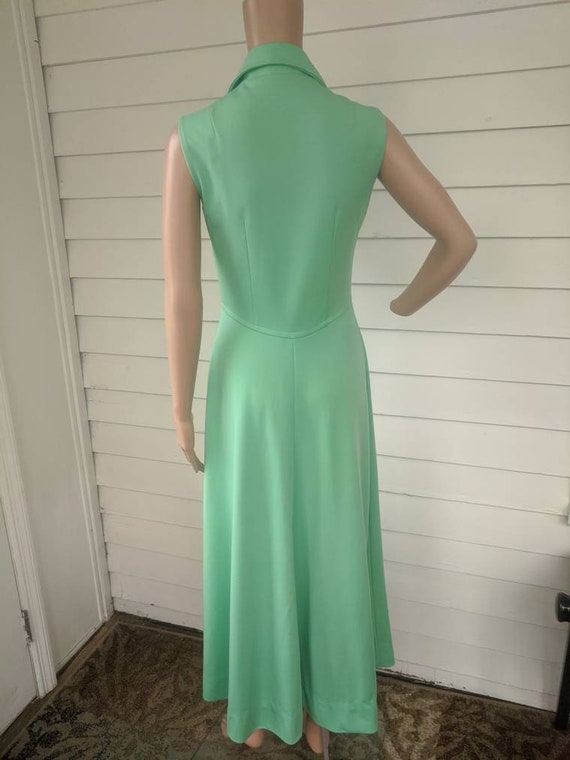 Light Green Dress Maxi Mint Vintage 70s S - image 5