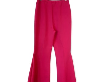 70s Pink Bellbottom Pants Retro Bell Flare Vintage 28 Waist M L