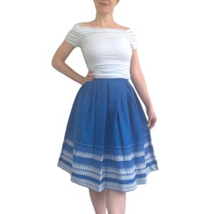 Vintage 50s Blue Woven Skirt XXS 22