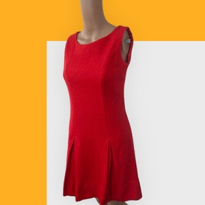 Mod Orange Dress 60s Dark Tomato XS Glenbrooke Pleated Sleeveless