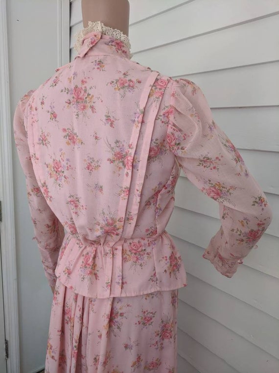 Pink Victorian Style Dress Prairie Western Soft F… - image 5