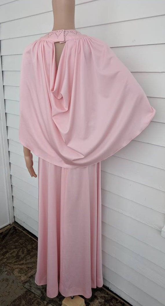 70s Cape Dress Pink Formal Maxi Vintage Miss Rube… - image 3