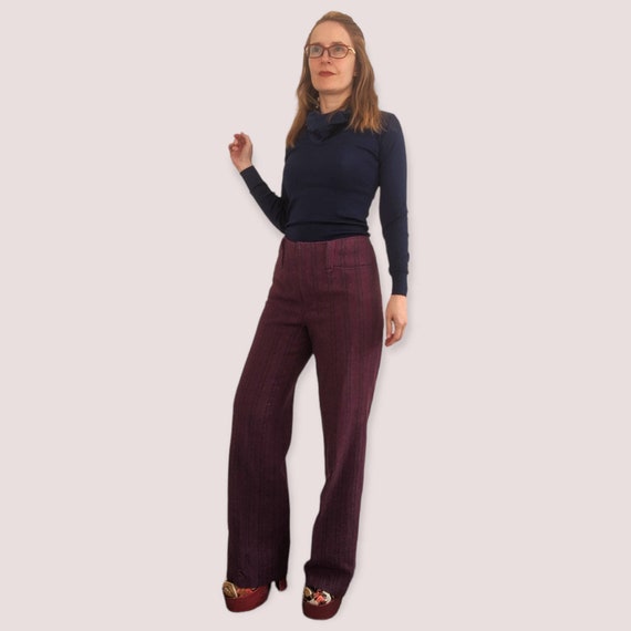 70s Striped Purple Pants 28 Inseam 28 Waist Lined… - image 3
