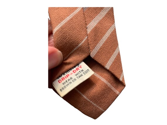 Mens Striped Necktie 60s Vintage Autumn Brown or … - image 3