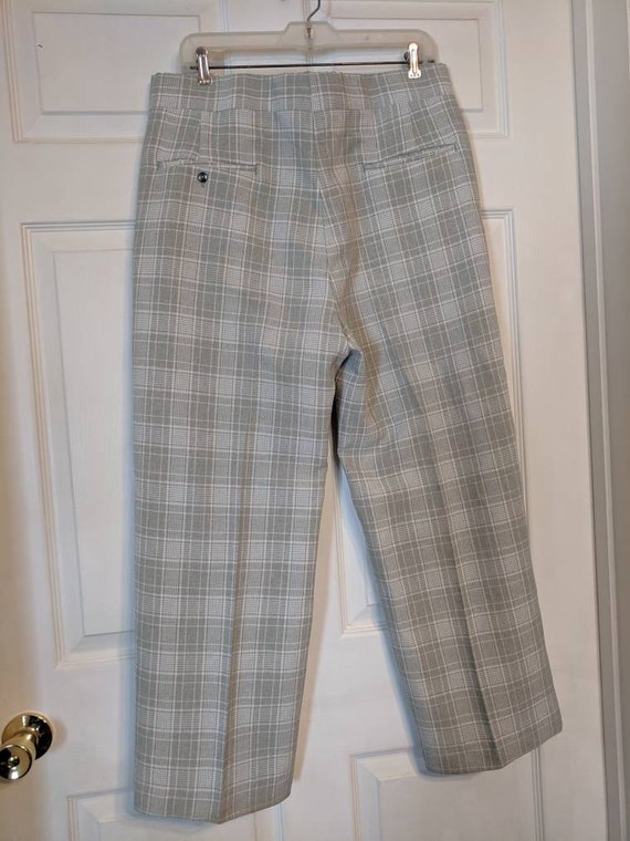 70s Mens Plaid Pants Pale Green Grandpa Retro Hip… - image 7