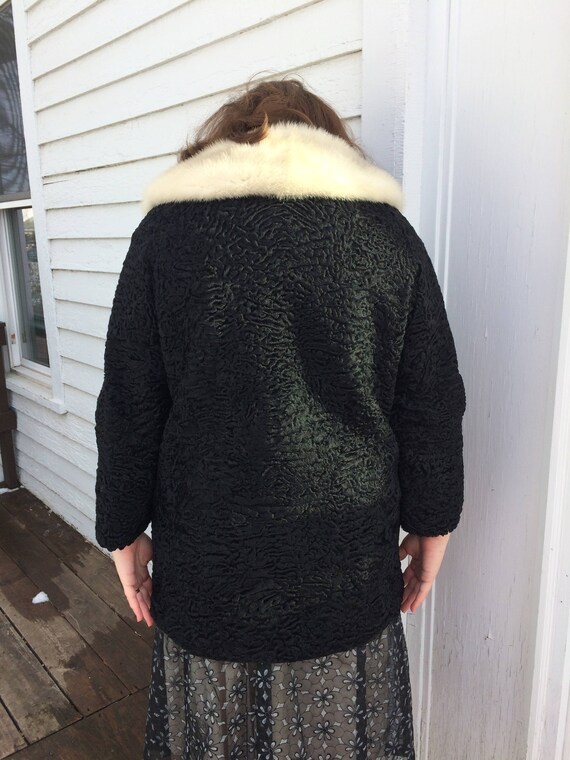 Vintage Fur Collar Faux Persian Lamb Coat Winter … - image 3